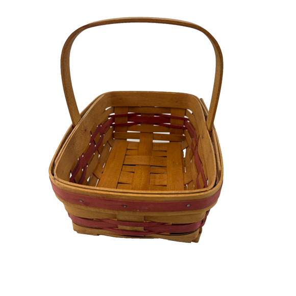 1994 Longaberger Mother's Day Basket w/Red Trim Vintage 6.75"L x 9.25"W x 3.75"H - Picture 2 of 3